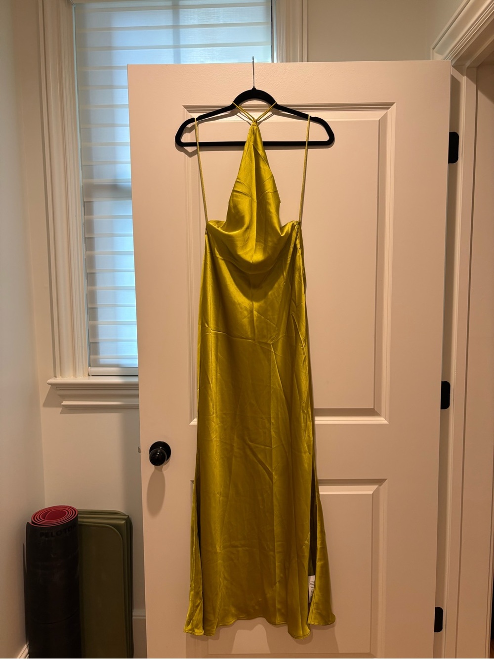 ASOS Satin Halter Dress Chartreuse US 2